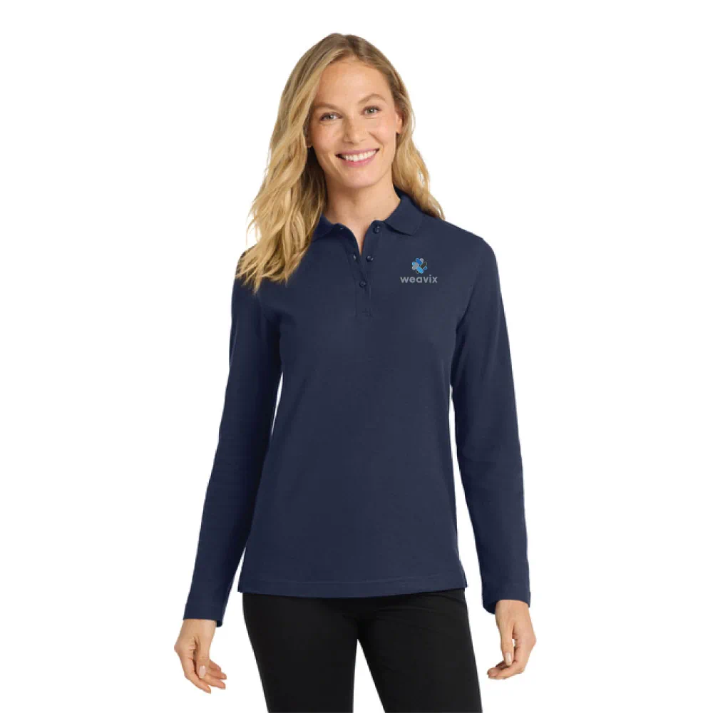 Port Authority® Women's Silk Touch™ Long Sleeve Polo - Image 3