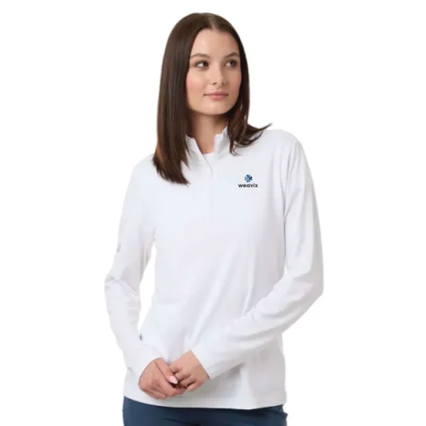 Adidas Women's Textured Stripe Quarter-Zip Pullover